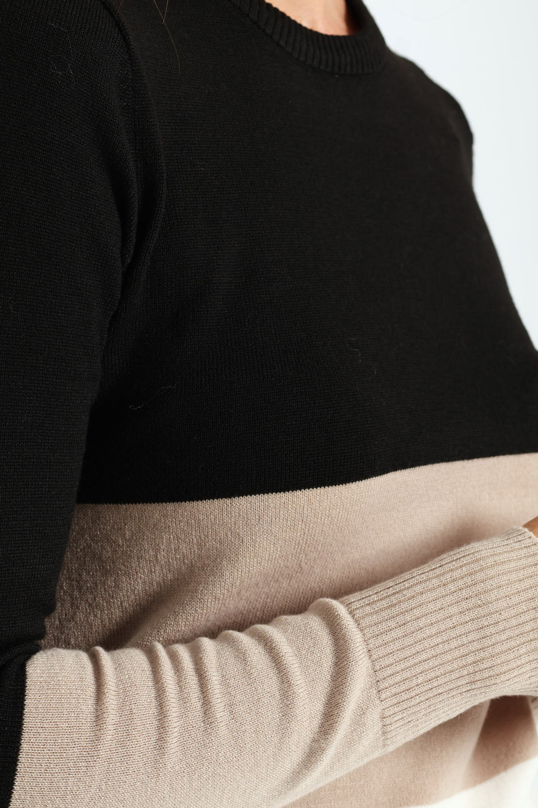 Bold Stripe Pullover - Nude