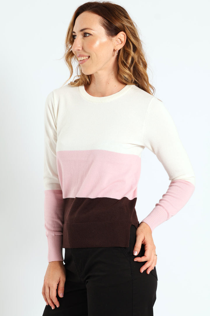 Bold Stripe Pullover - Blush