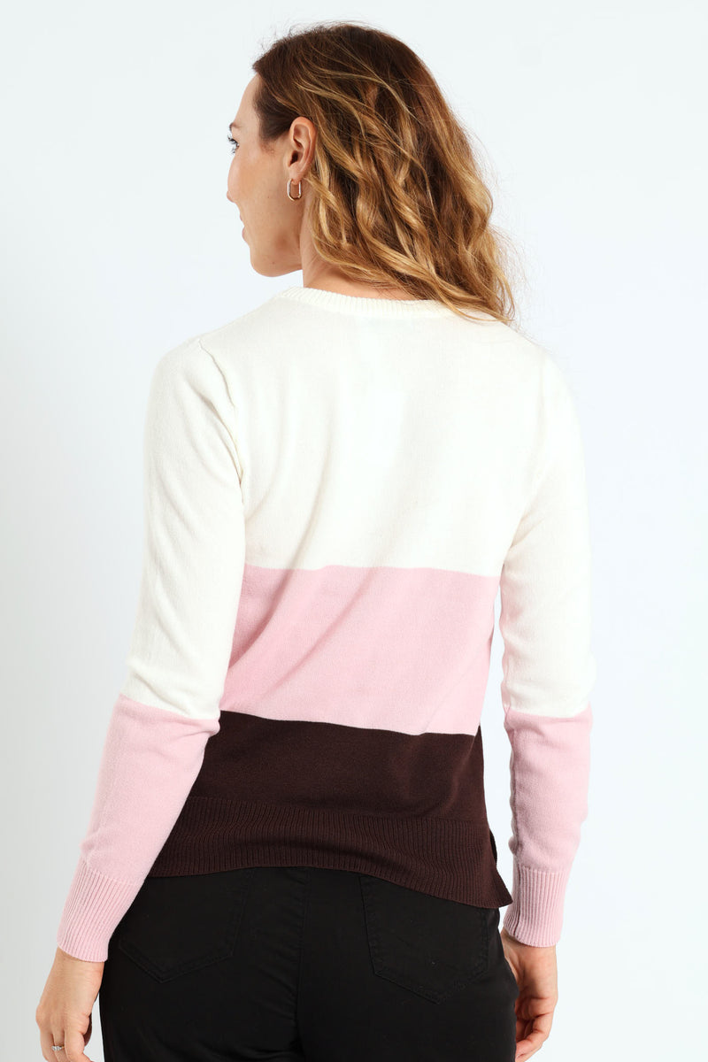 Bold Stripe Pullover - Blush