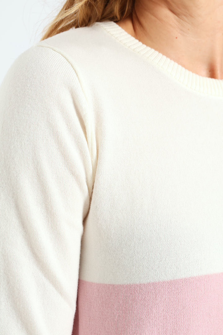 Bold Stripe Pullover - Blush