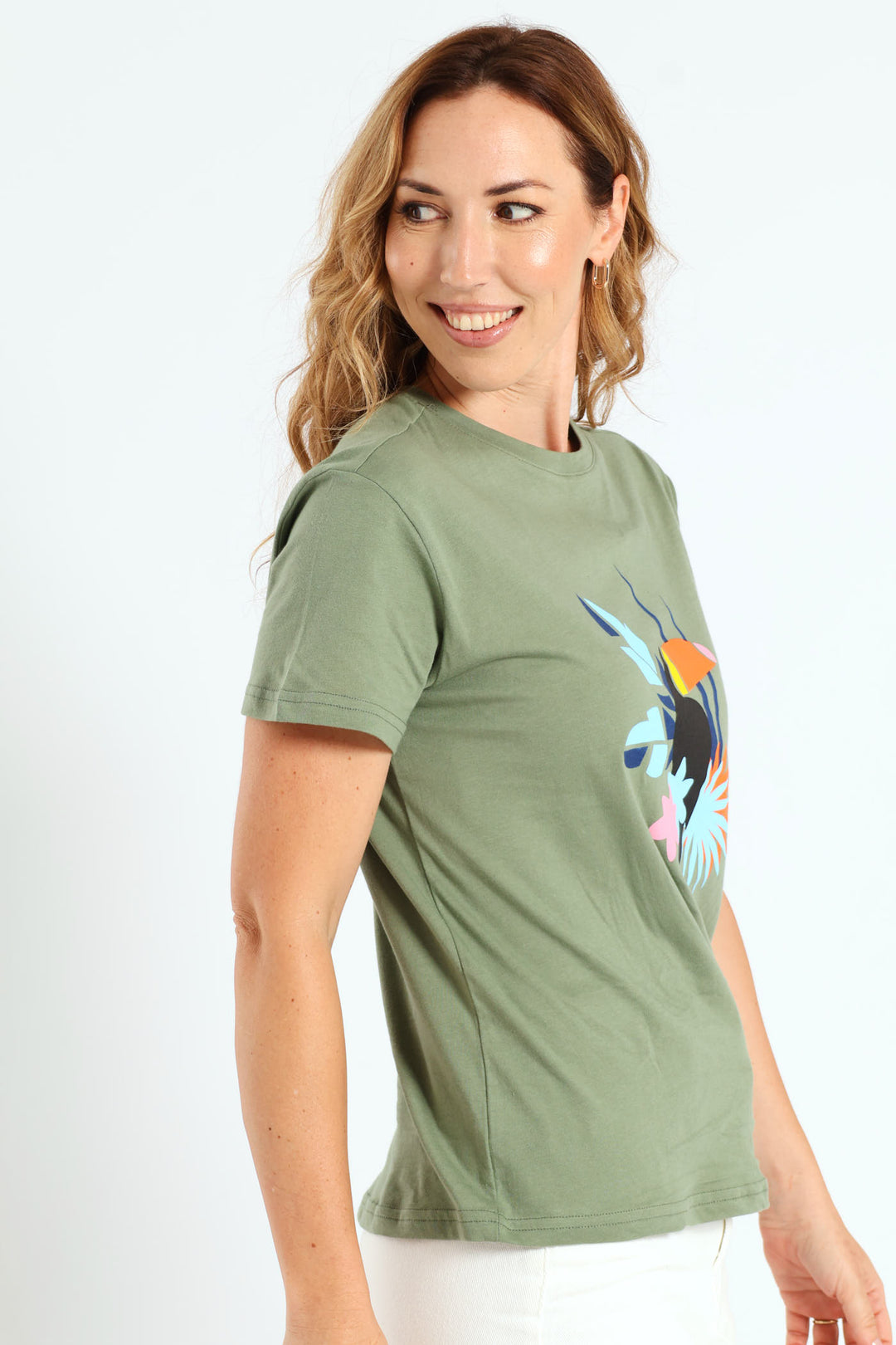 Tropical Toucan Frame Tee - Aqua Mist Green