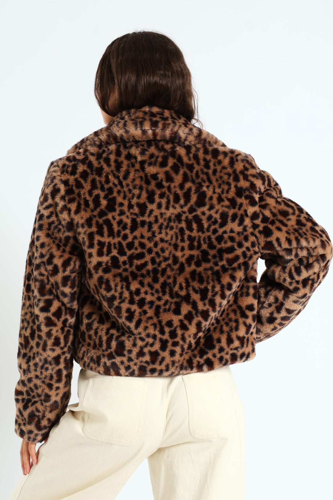 Faux Fur Jacket - Brown