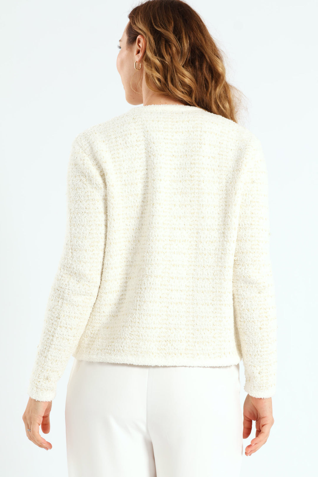 Pearl Lurex Cardigan - White