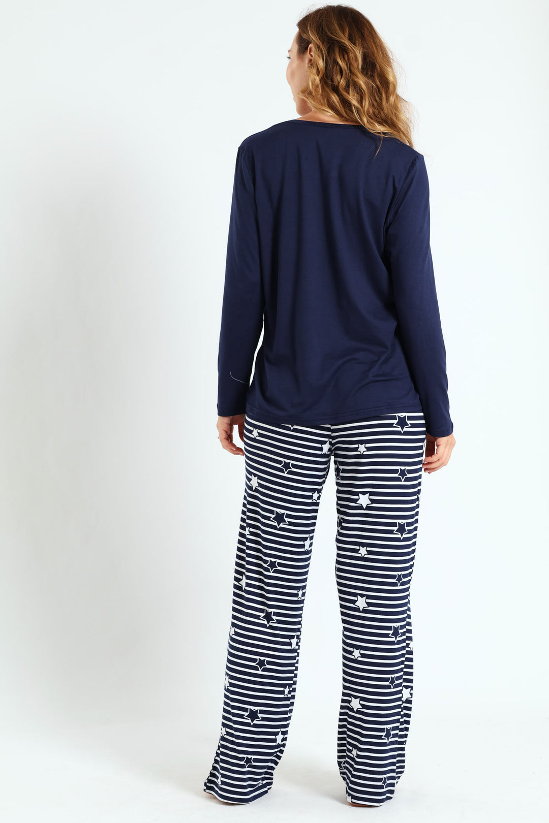 Soft Touch Snooze O'clock Long Sleeve Top & Pants Set - Navy