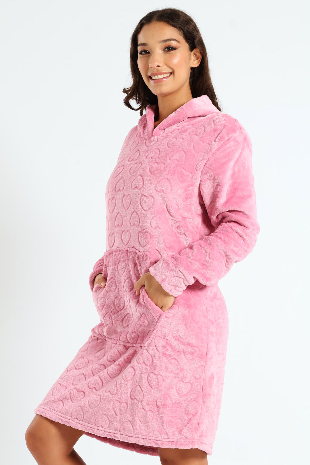 Slim Fit Emossed Hearts Snuggie - Dusty Pink