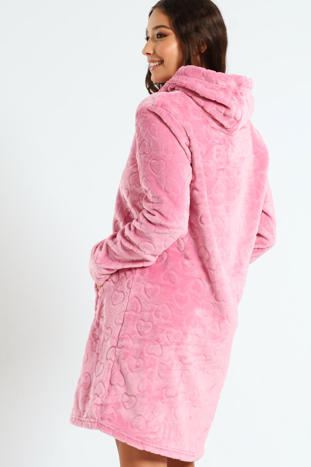 Slim Fit Emossed Hearts Snuggie - Dusty Pink