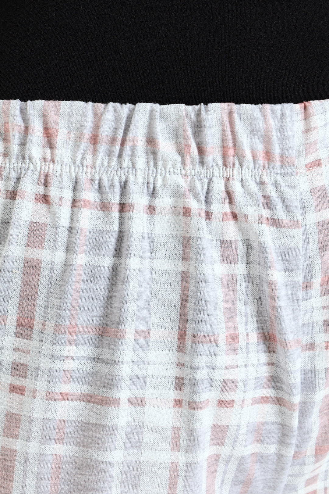 Check Knit Straight Leg Pants - Grey Melange