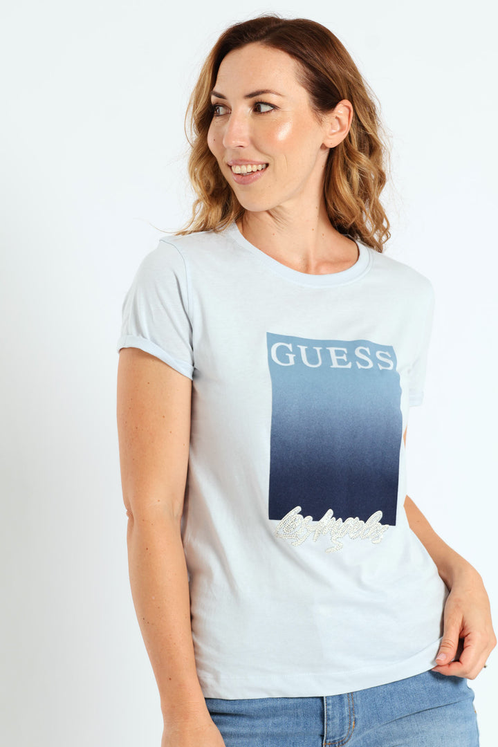 Short Sleeve Cn Flocked Tee - Light Blue