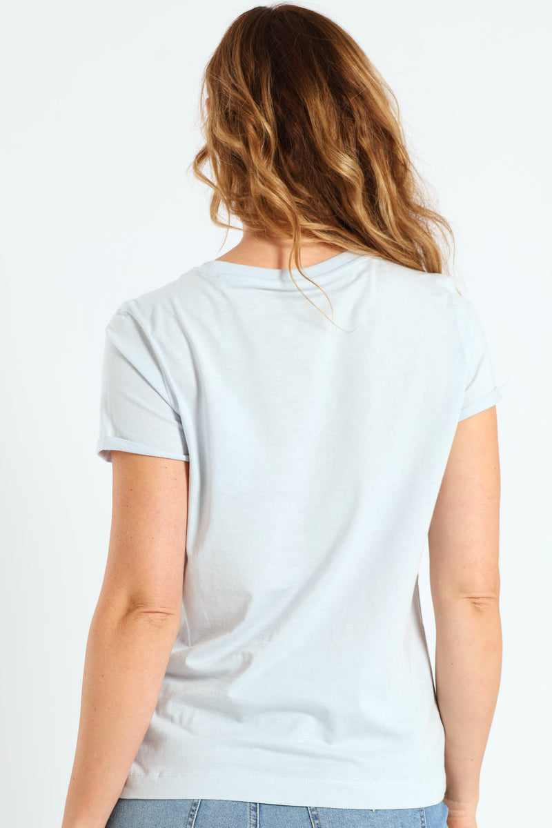 Short Sleeve Cn Flocked Tee - Light Blue