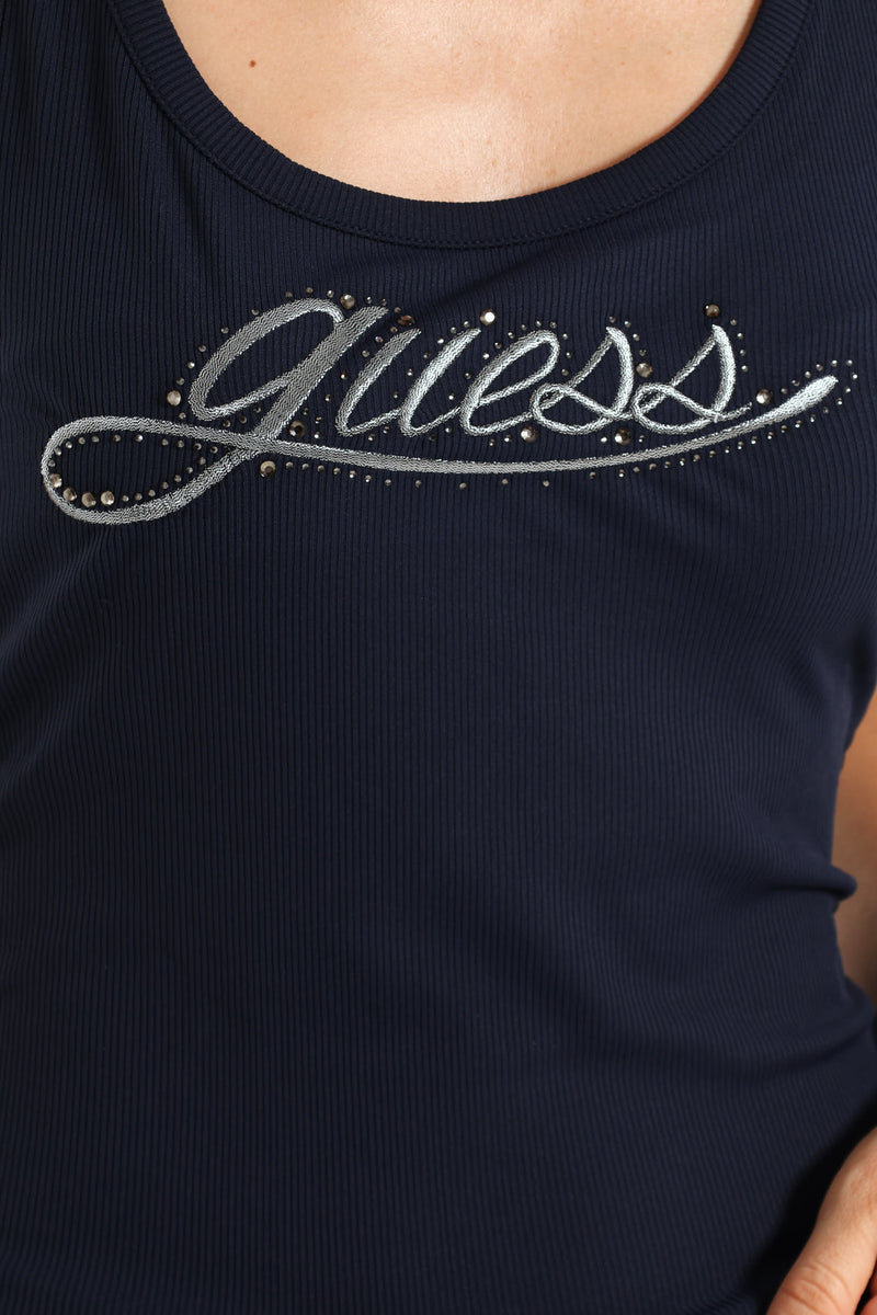 Logo Rib Tank Top - Navy