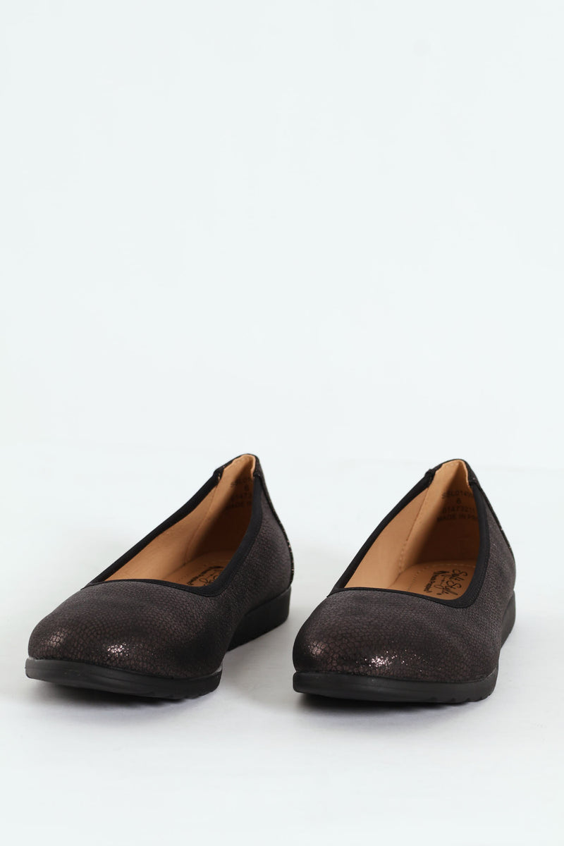 Halen Metalic Animal Elasticated Slip On - Black