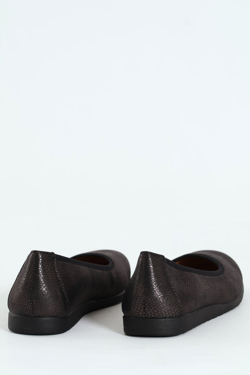 Halen Metalic Animal Elasticated Slip On - Black
