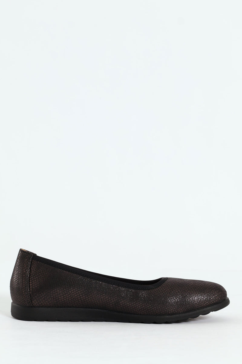 Halen Metalic Animal Elasticated Slip On - Black