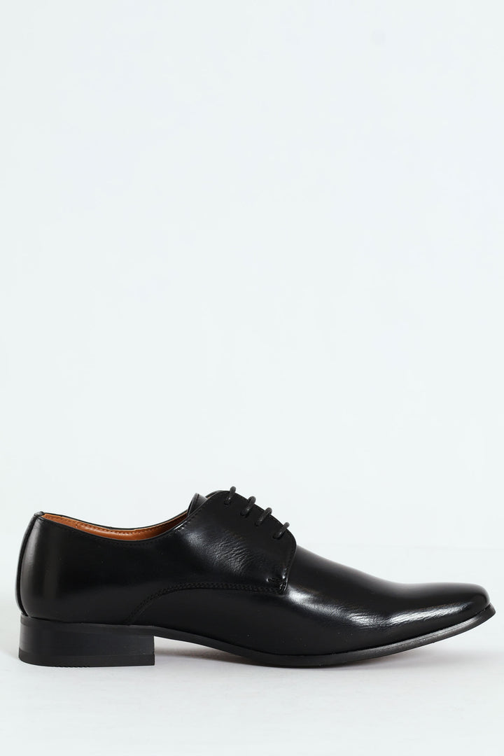 Pin Punch Detail Derby Shoe - Black