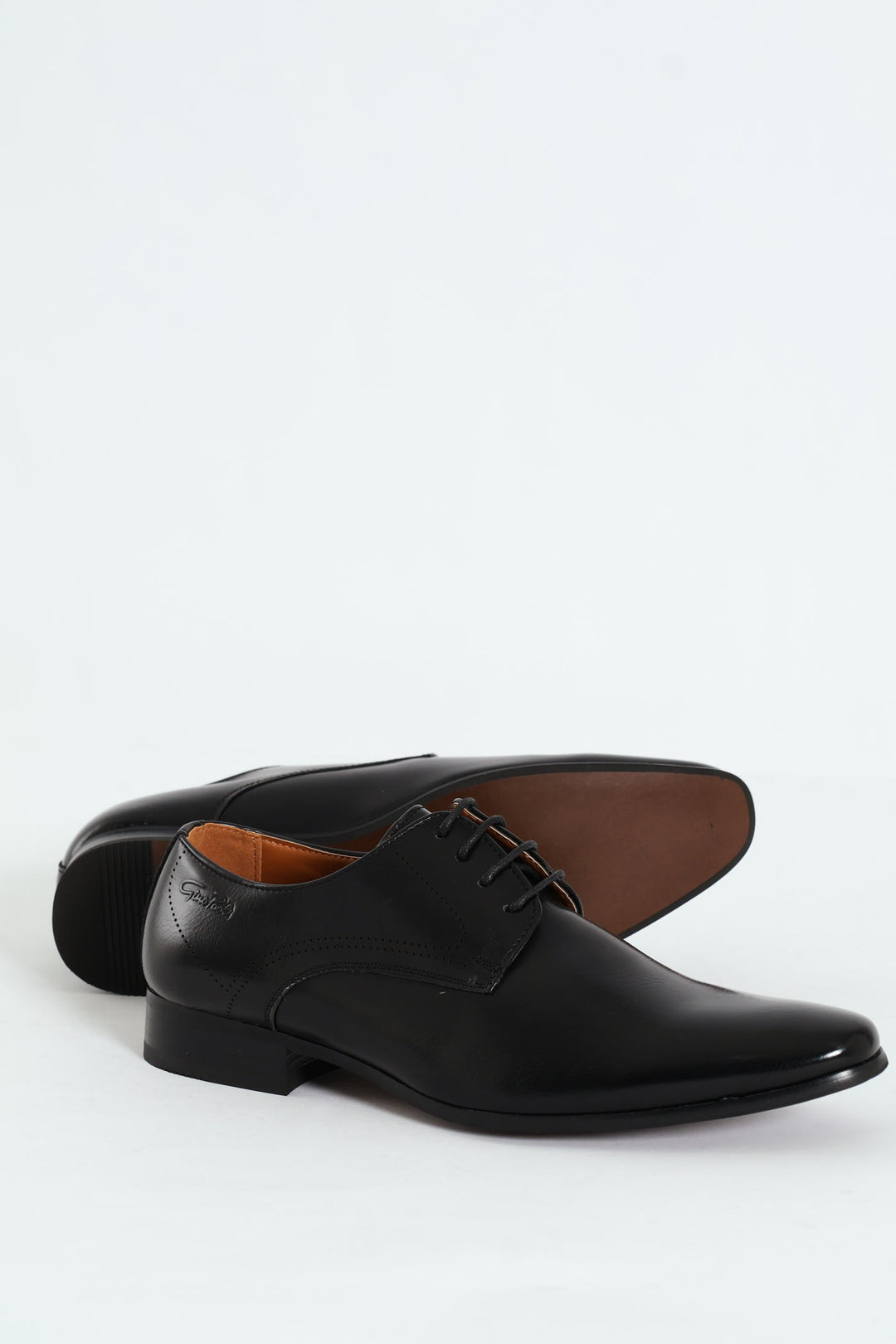 Pin Punch Detail Derby Shoe - Black