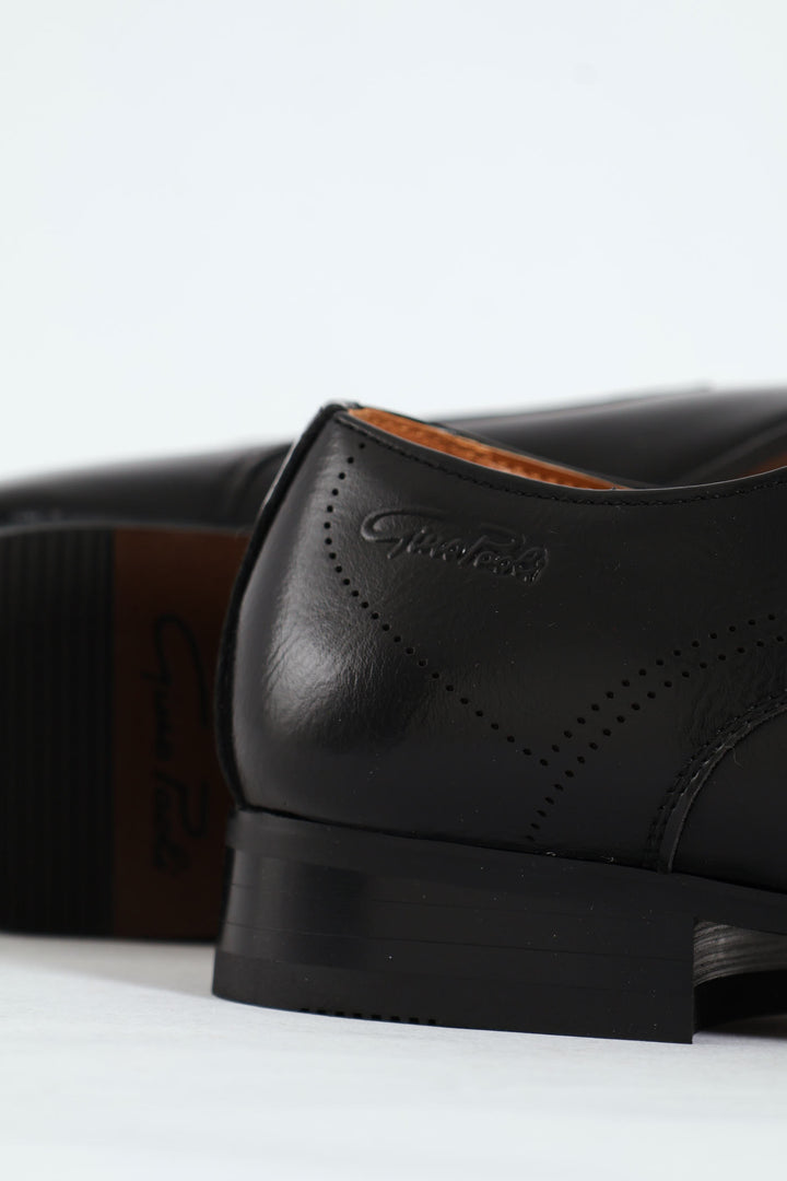 Pin Punch Detail Derby Shoe - Black