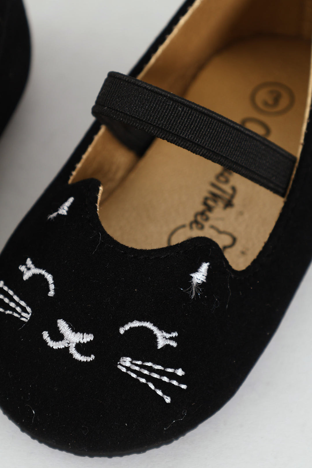 Baby Girls Kitty Embroidered Pump - Black