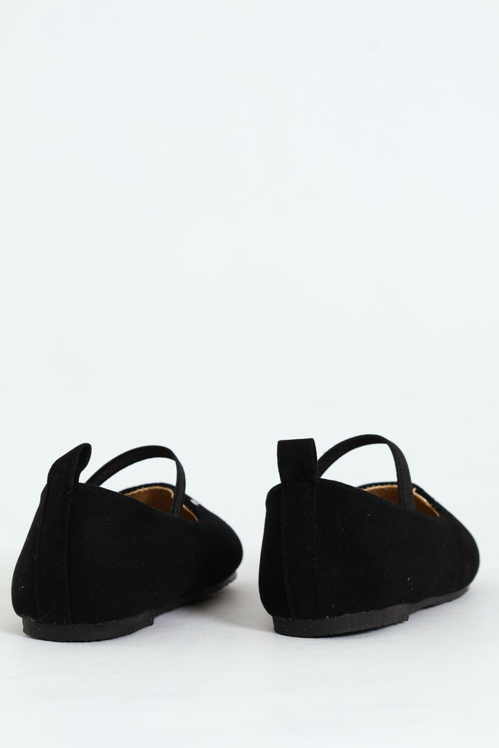 Baby Girls Kitty Embroidered Pump - Black