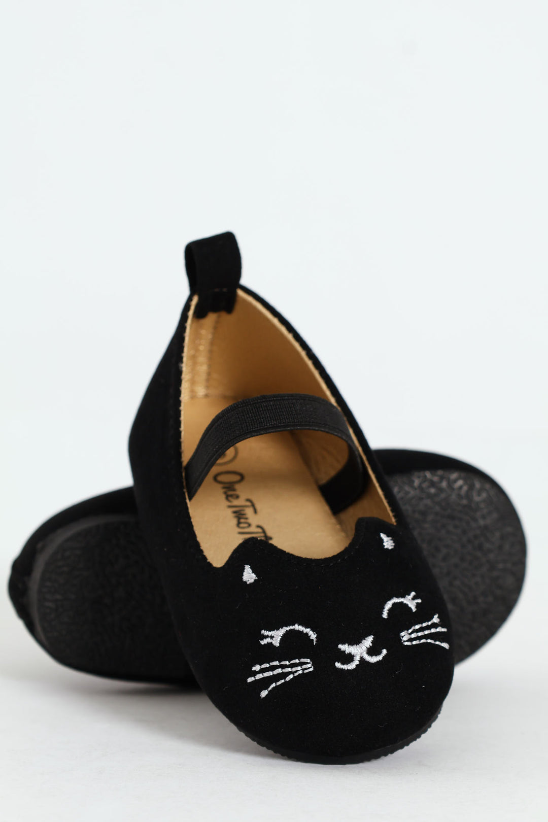 Baby Girls Kitty Embroidered Pump - Black