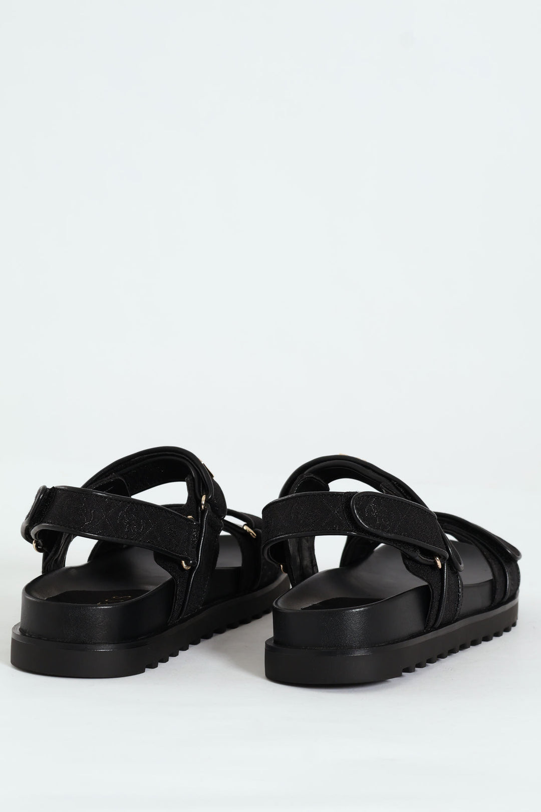 Double Strap Sport Ankle Strap Sandal - Black