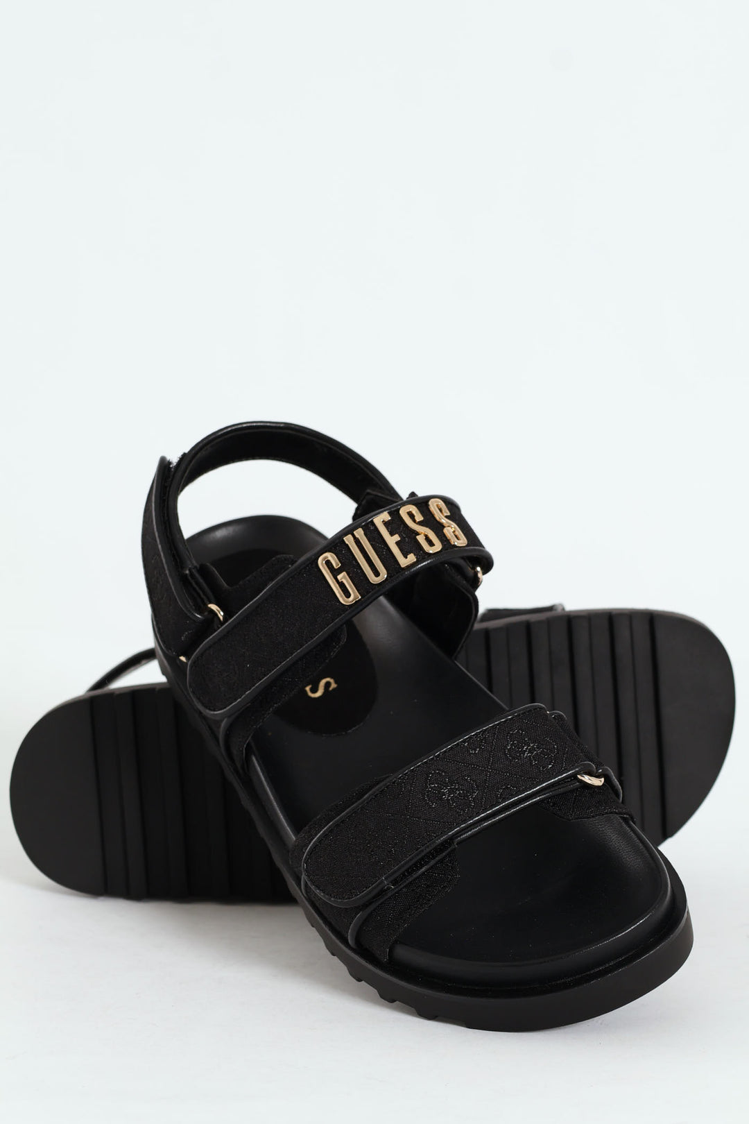 Double Strap Sport Ankle Strap Sandal - Black