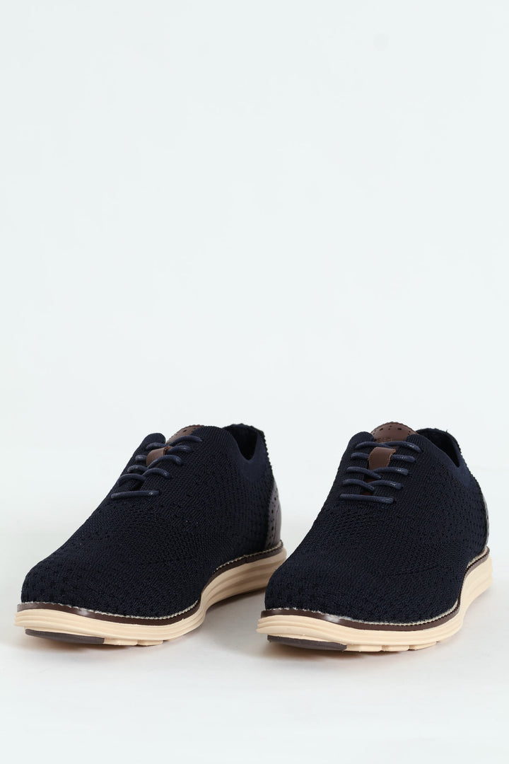 Flye Knit Smart Casual Lace Up Shoe - Navy