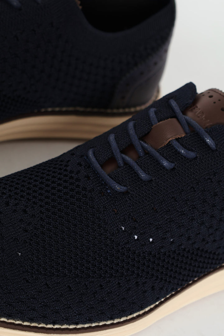 Flye Knit Smart Casual Lace Up Shoe - Navy