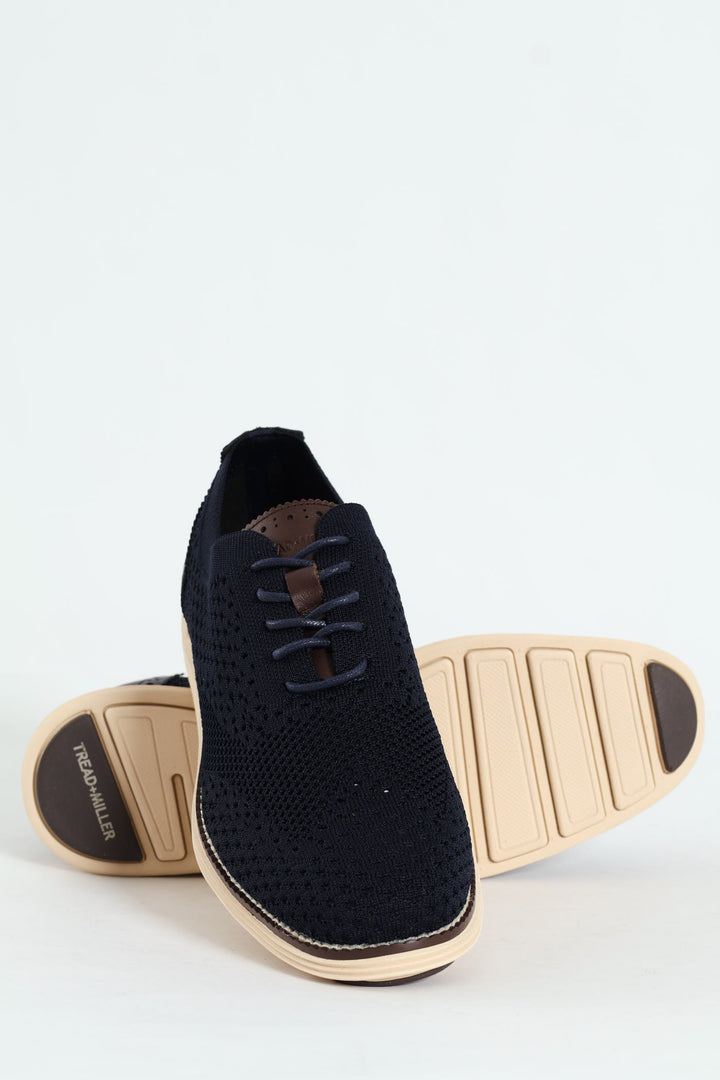 Flye Knit Smart Casual Lace Up Shoe - Navy