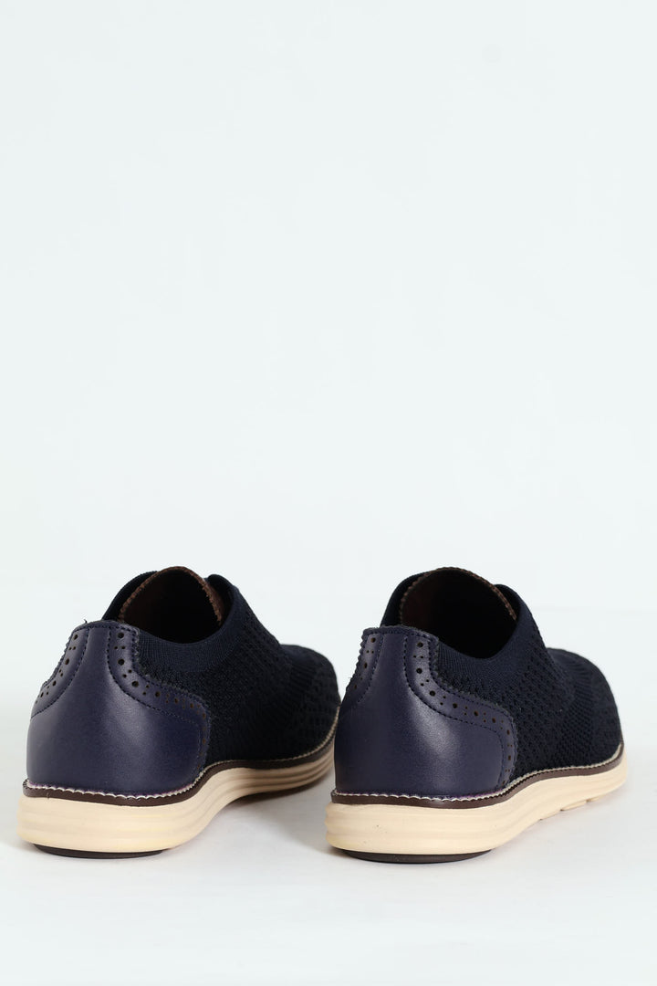 Flye Knit Smart Casual Lace Up Shoe - Navy