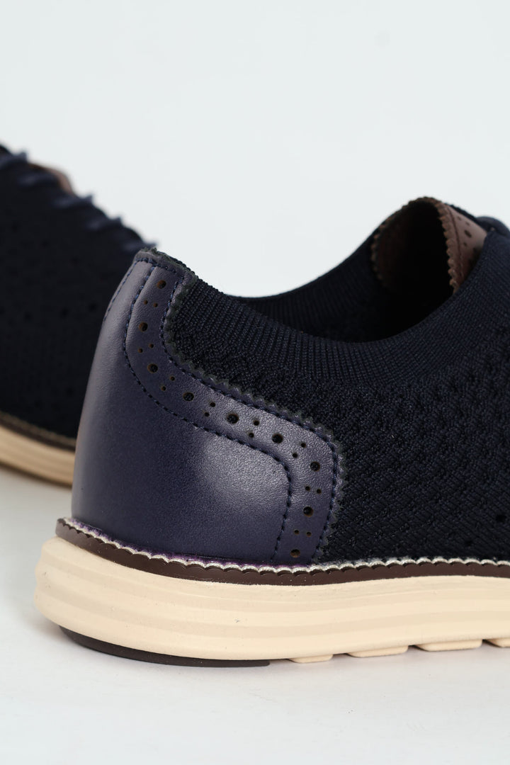 Flye Knit Smart Casual Lace Up Shoe - Navy