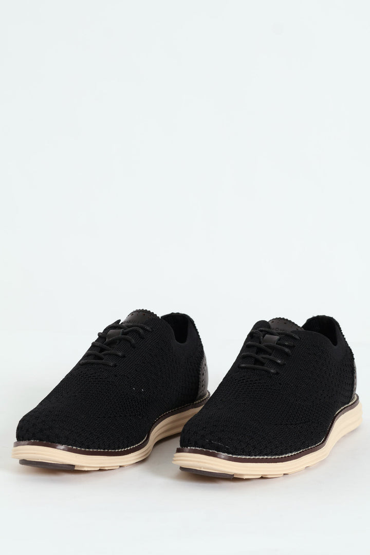 Flye Knit Smart Casual Lace Up Shoe - Black