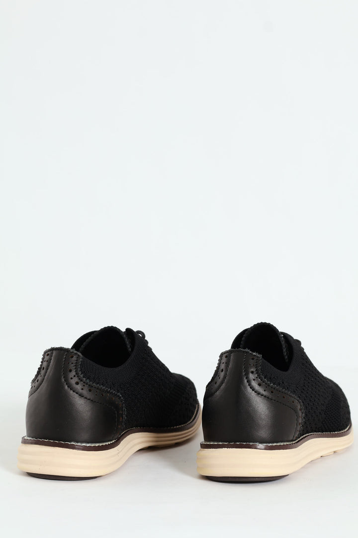 Flye Knit Smart Casual Lace Up Shoe - Black
