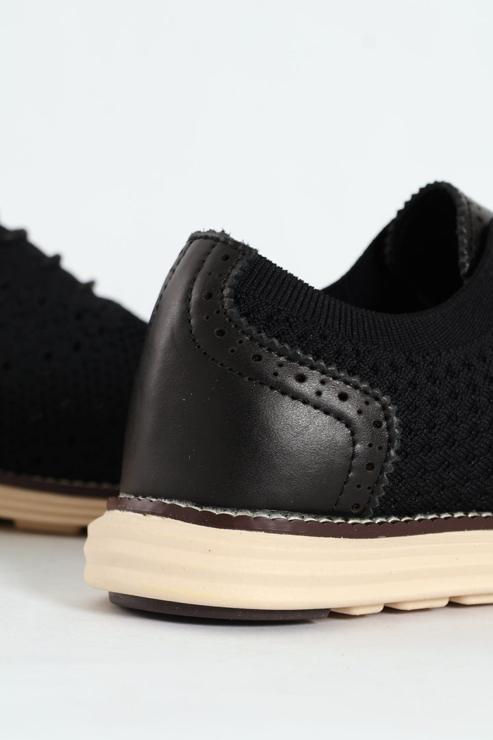 Flye Knit Smart Casual Lace Up Shoe - Black