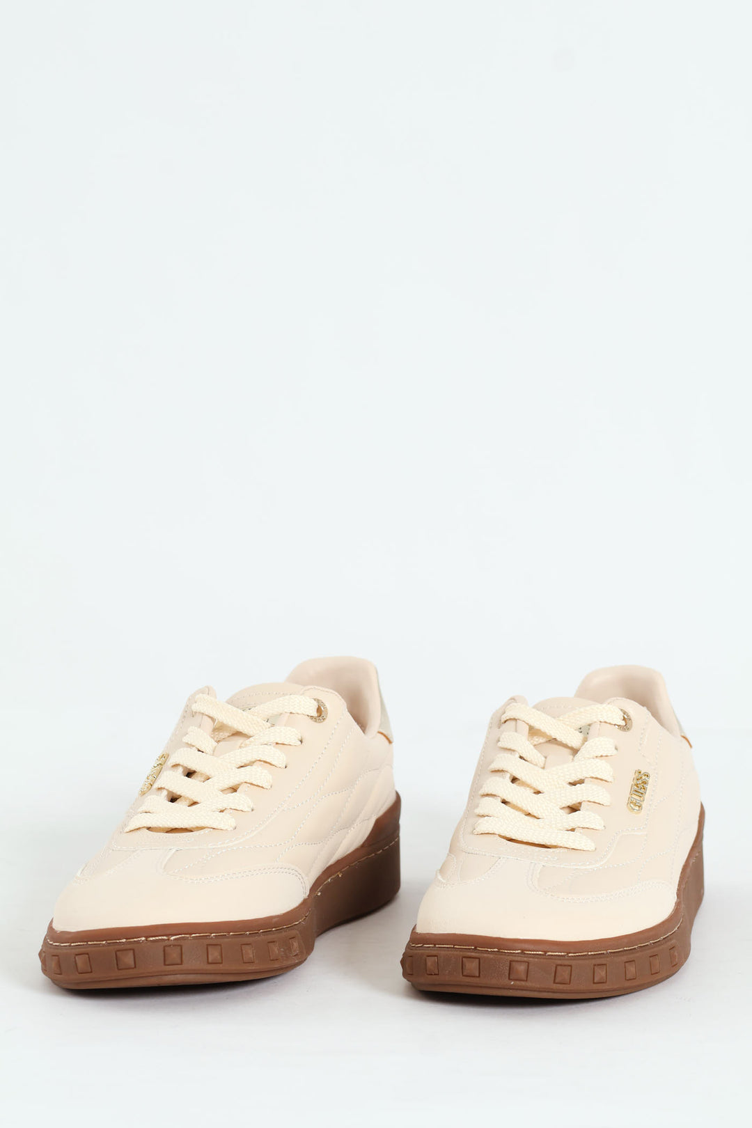 Quilted Upper Gum Sole Lace Up Sneaker - Cream