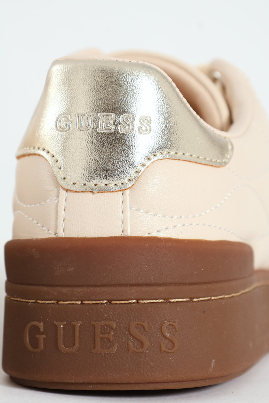 Quilted Upper Gum Sole Lace Up Sneaker - Cream