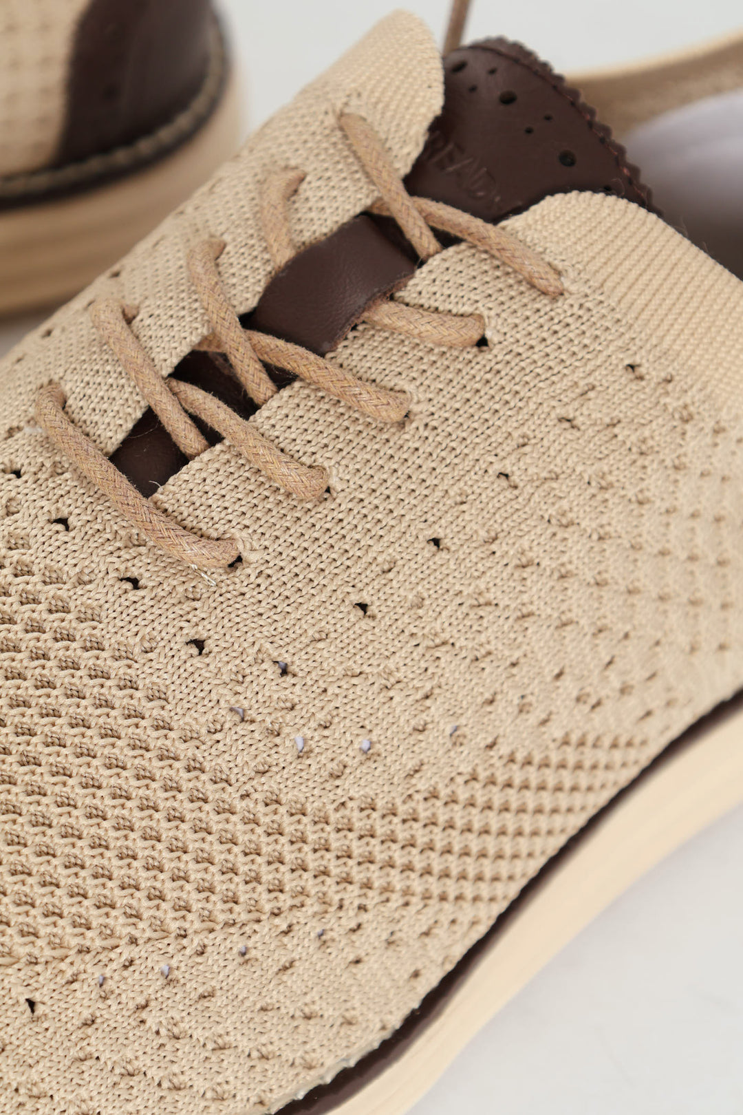 Flye Knit Smart Casual Lace Up Shoe - Stone