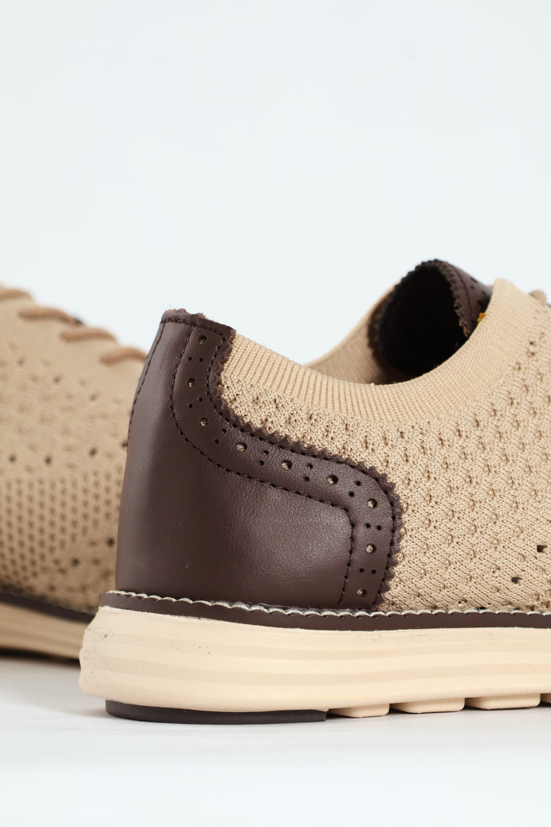 Flye Knit Smart Casual Lace Up Shoe - Stone