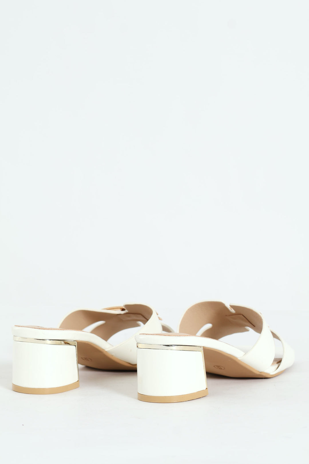 Metal Insert Mule Heel With Wide Vamp & Trim - White