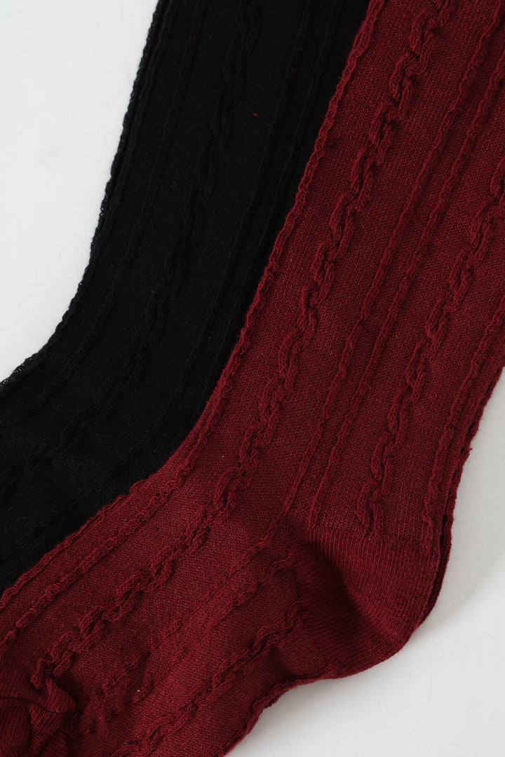 Pre-Girls 2 Pack Cable Knit Tights - Black