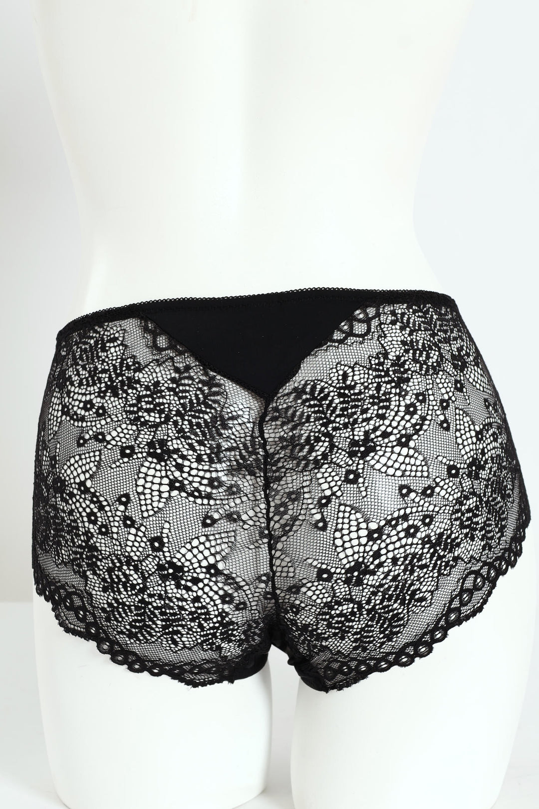 Microfibre & Lace Boyleg Panty - Black