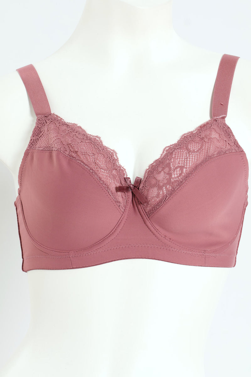 2 Pack Lace Non Padded Bras - Mauve/Black