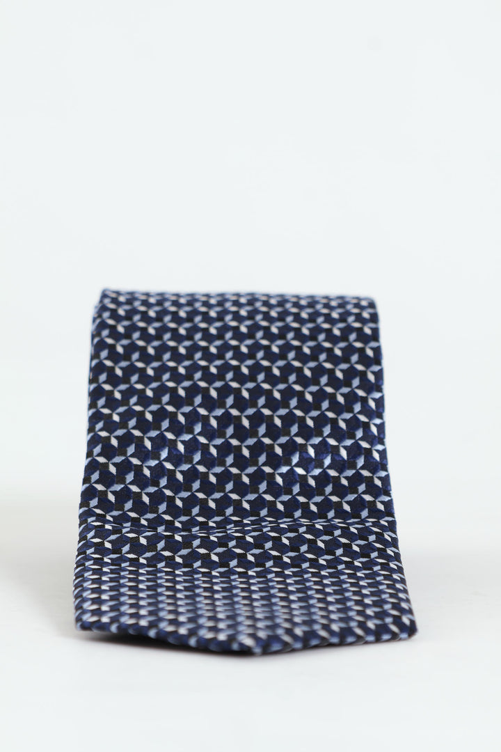 Geometric Pattern Tie - Navy
