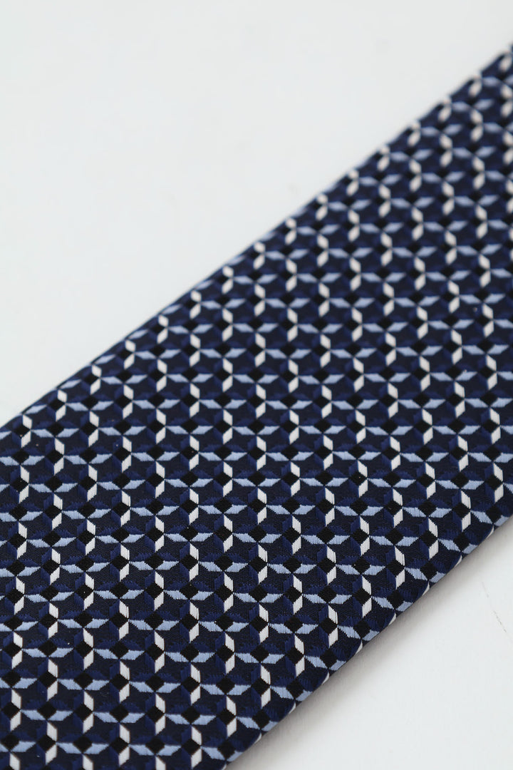Geometric Pattern Tie - Navy