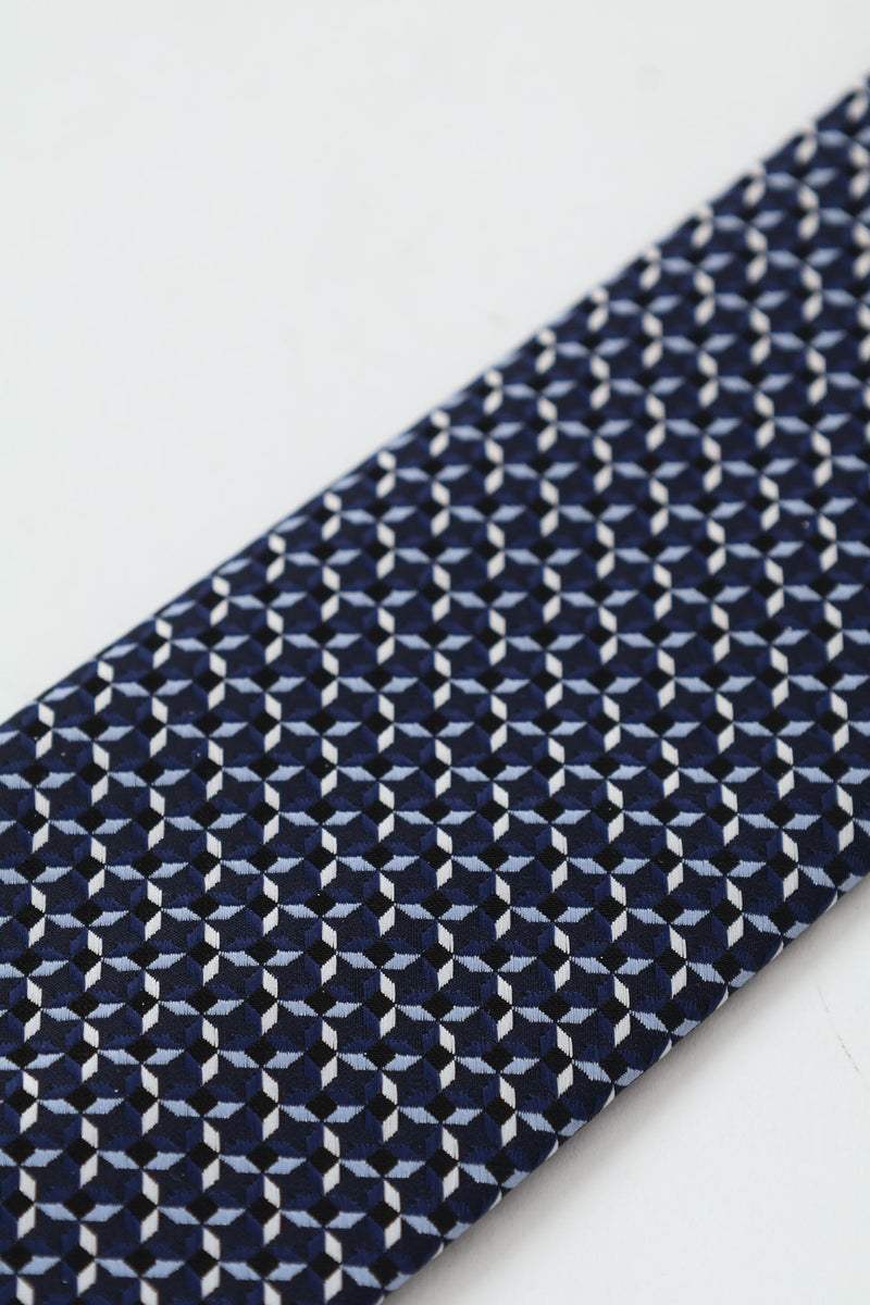Geometric Pattern Tie - Navy