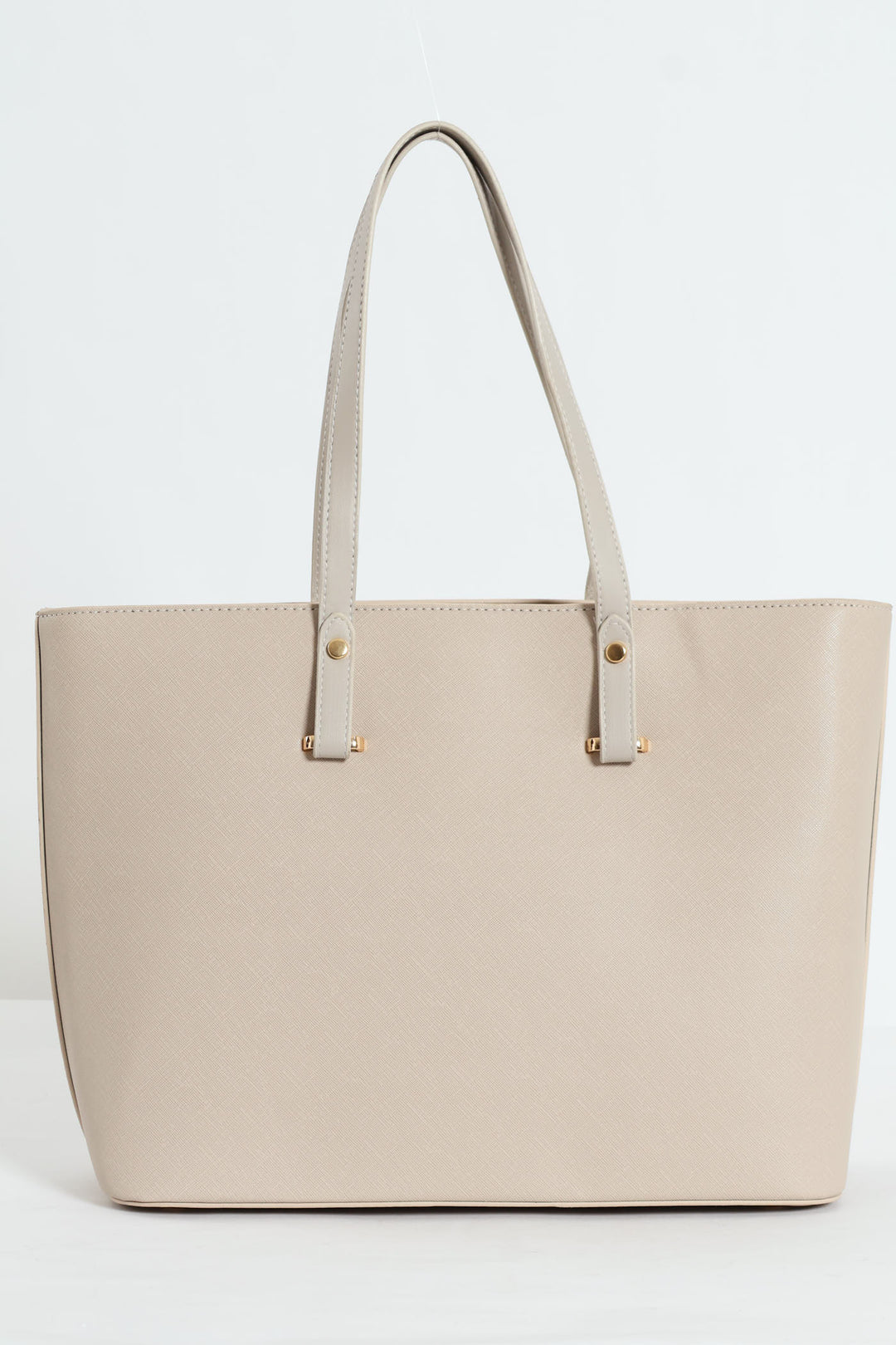 Gold Trim Shopper Bag - Stone
