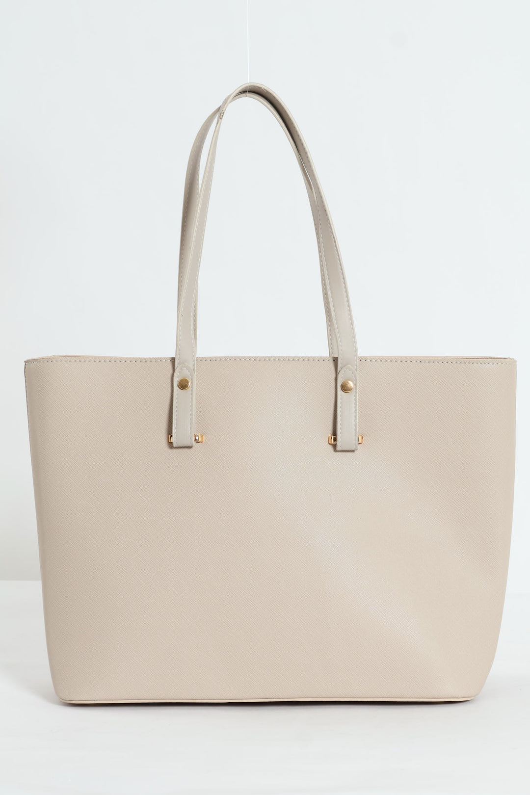 Gold Trim Shopper Bag - Stone