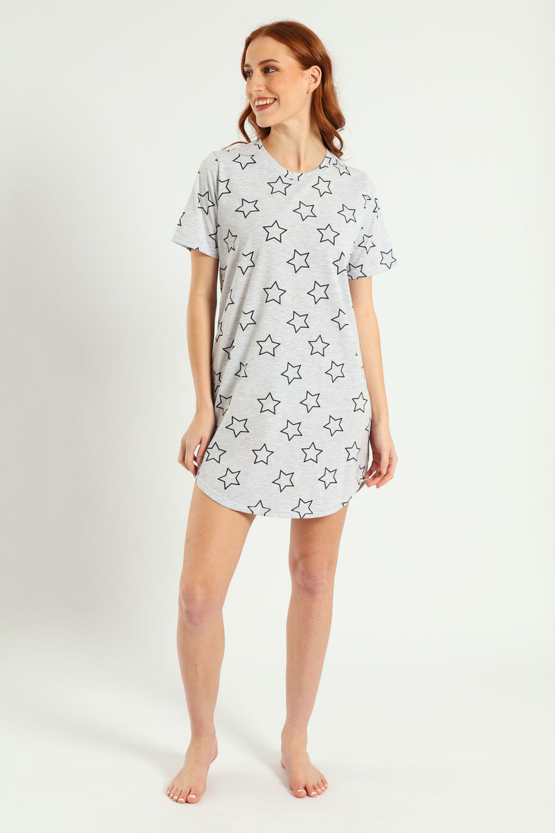 Stars Sleepshirt - Grey Melange