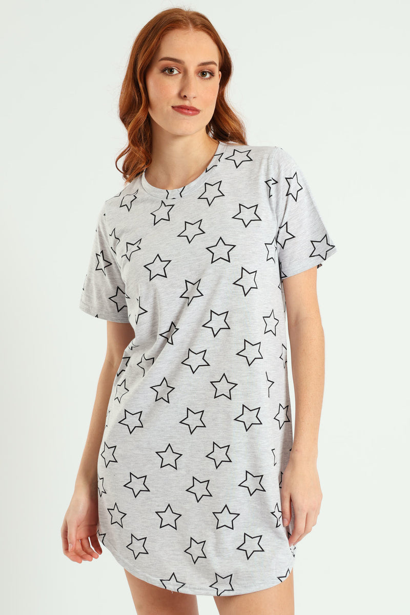 Stars Sleepshirt - Grey Melange