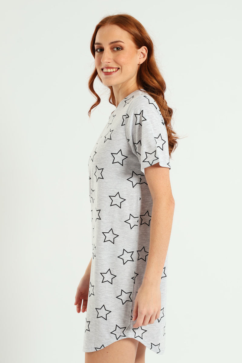 Stars Sleepshirt - Grey Melange