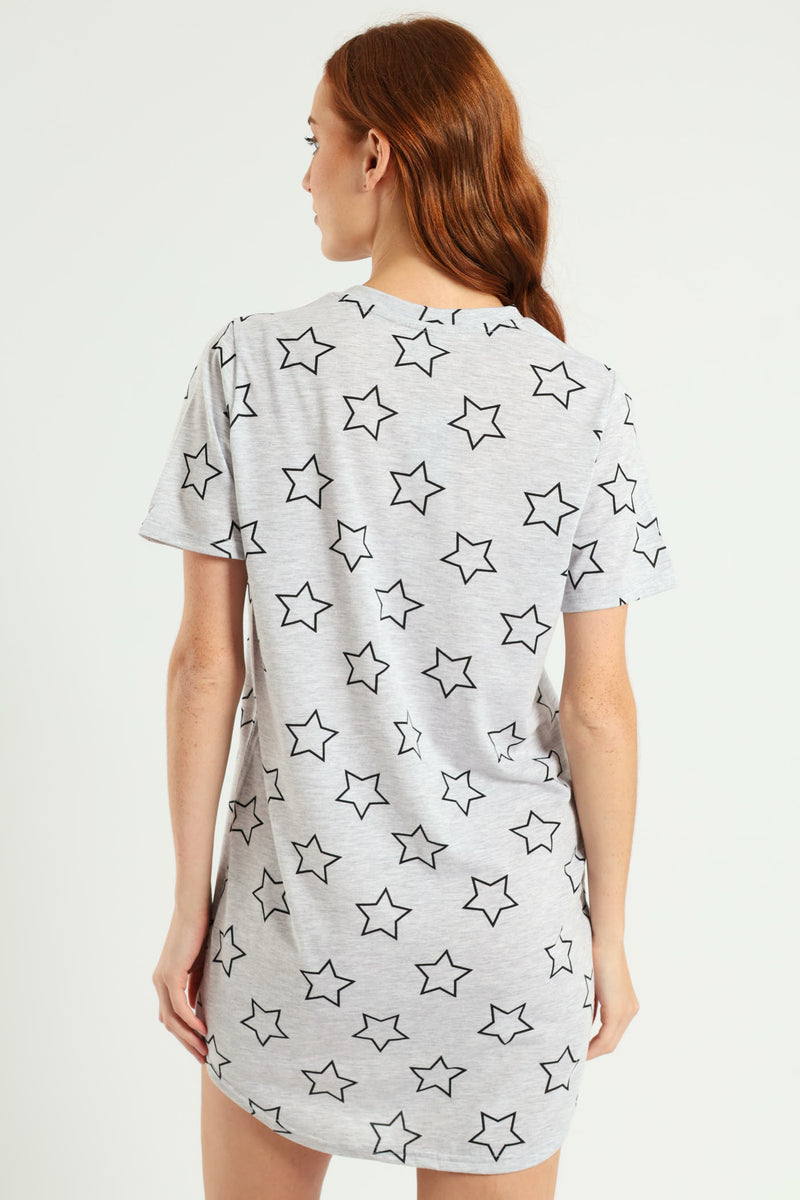 Stars Sleepshirt - Grey Melange